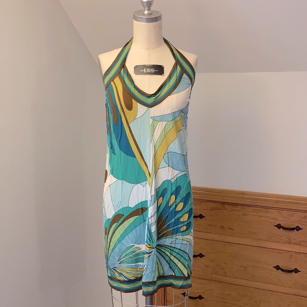 BCBG vintage y2k Pucci-esque Halter Dress S/M